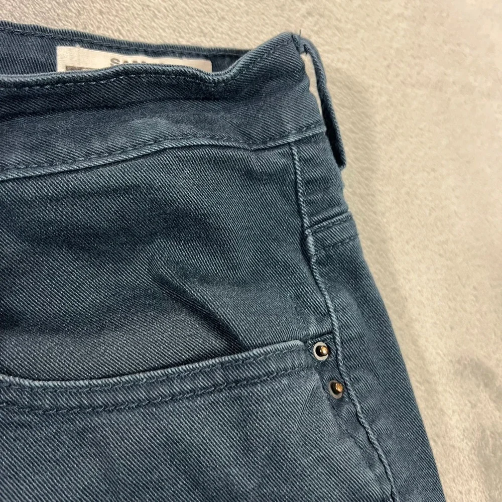 DAVID BITTON BUFFALO Sam-X Slim Straight Jeans Mens 34x32 Teal Blue Stretch Pant